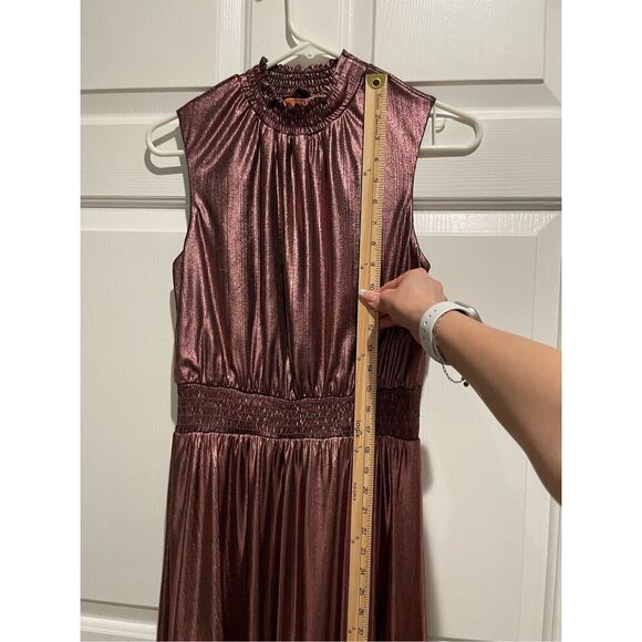 ModCloth Make It a Night To Remeber Smocked Neck & Waist Metallic Bronze Dress - Picture 6 of 14